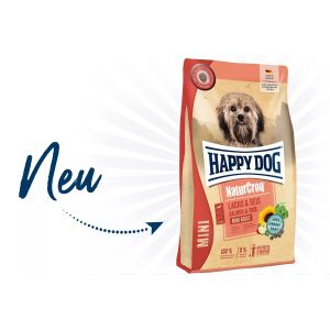 Happy Dog NaturCroq Mini Salmon & Rice - пълноценна суха храна за мини породи с сьомга и ориз - 4 кг