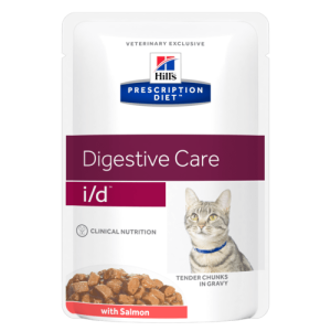 Hill's Prescription Diet i/d Digestive Care Salmon - лечебни паучове за котки със сьомга - 12бр. x 85 гр.