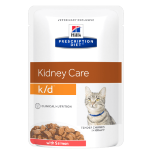 Hill's Prescription Diet k/d Kidney Care Salmon - лечебни паучове за котки - кутия 12бр. x  85 гр.