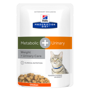 Hill's Prescription Diet Metabolic + Urinary - лечебни паучове за котка с пиле 12бр. х 85 гр.