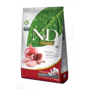 N&D PRIME Dog Grain free Adult Medium&Maxi Chicken&Pomegranate - пълноценна храна за кучета над 1 година от средни и едри породи с пиле и нар - 12 кг