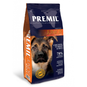 Premil Junior 27/17 - пълноценна храна за кучета от големи и едри породи до 1 година с пилешко и патешко месо