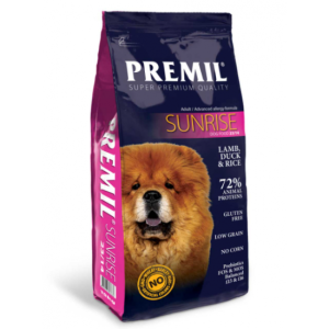 Premil Sunrise 23/14 - пълноценна храна за кучета с алергии и чувствителна храносмилателна система с агнешко месо и ориз