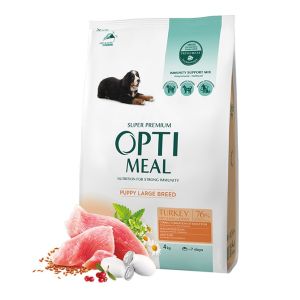 Opti Meal Puppy Large With Turkey - Пълноценна суха храна за малки кученца от едри породи – пуешко - различни разфасовки