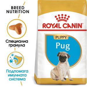Royal Canin Pug Puppy - за подрастващи кучета порода мопс на възраст от 1 до 8 месеца - 1.5 кг