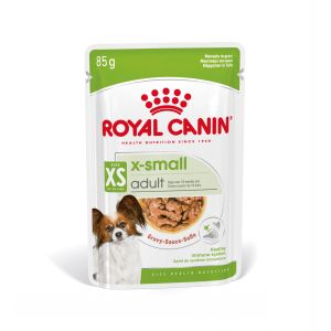 Royal Canin X Small Adult Pouch Gravy Sauce - Пълноценна мокра храна в пауч за кучета в зряла възраст от много дребни породи (тегло в зряла възраст до 4кг) от 10 месеца до 8 години, 12 x 85 гр