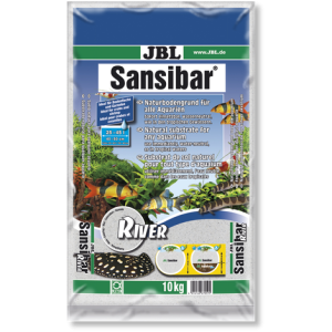 JBL Sansibar RIVER 10 кг - фин, светъл субстрат с черни камъчета за сладководни и соленоводни аквариуми и териариуми