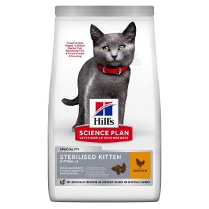 Hill's Science Plan Kitten Sterilised – пълноценна суха храна за кастрирани котенца до 1 година, с пилешко