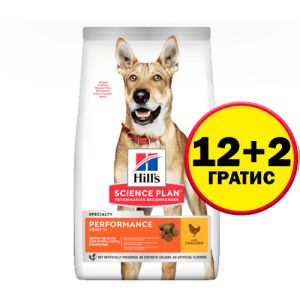 Hill's Science Plan Canine eAdult Performanc Chicken - високоенергийна храна за кучета от едри породи - 14 кг. - НА СПЕЦИАЛНА ЦЕНА 12+2 кг ГРАТИС