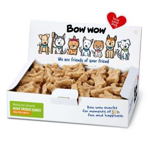 BOW WOW GRAINFREE - Лакомство за кучета - Натурални кокалчета с пребиотик, птичи дроб и юка - 60 броя в  кутия, 900 гр