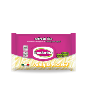 Inodorina Refresh Bio Vanilla and Karitè Perfume - Мокри кърпички от биоразградим памук с ванилия и ший - 30 бр. 